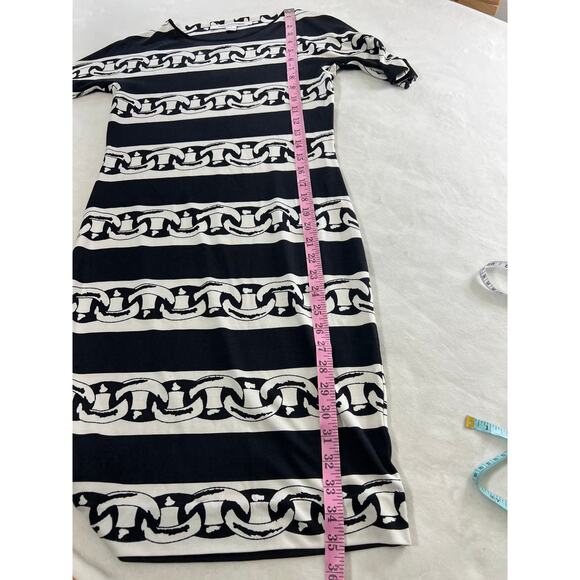 Diane Von Furstenberg 100% Silk Brenna Dress Chain Bands Black Women's 4 - Picture 8 of 8